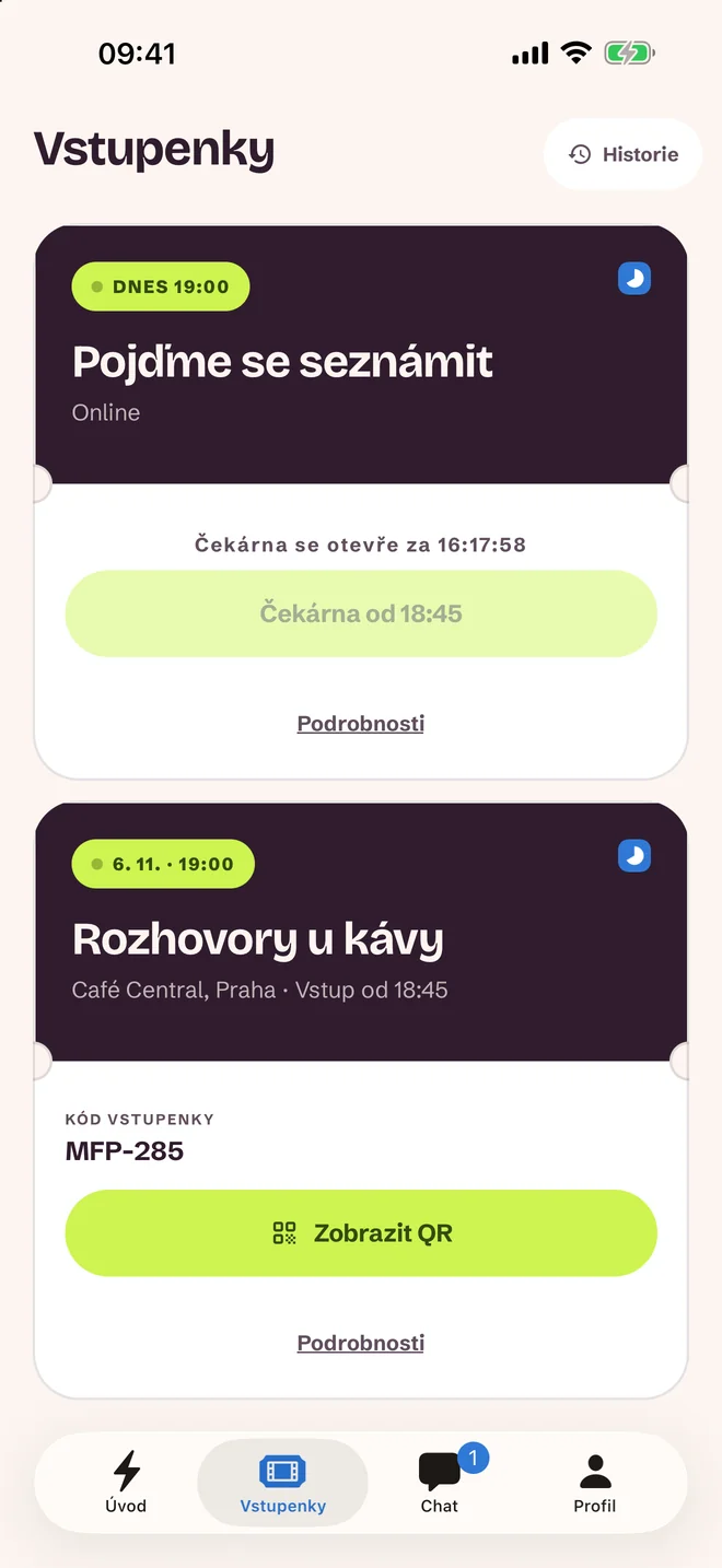 Obrazovka vstupenky
