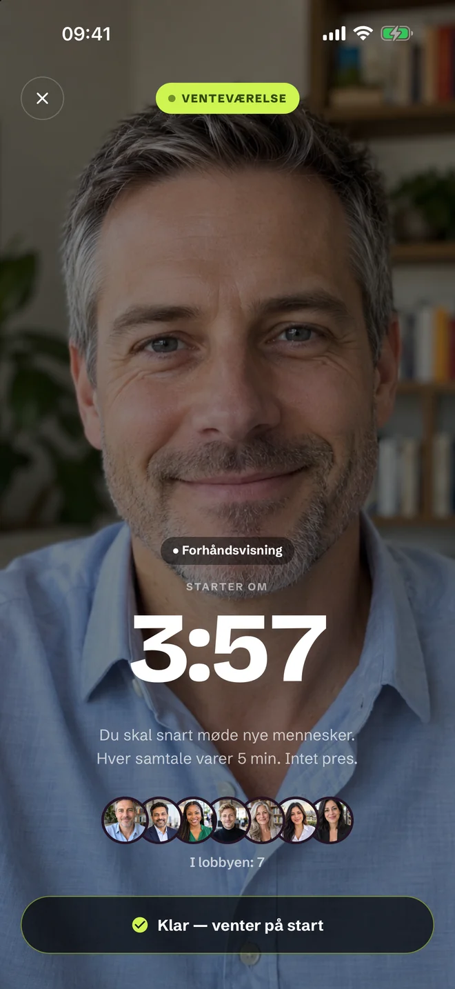 Lobbyskærm før arrangementet
