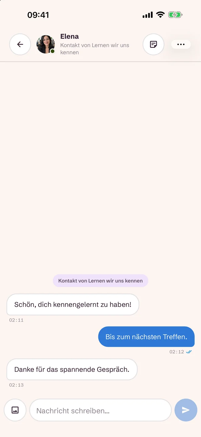 Chat-Bildschirm nach dem Event