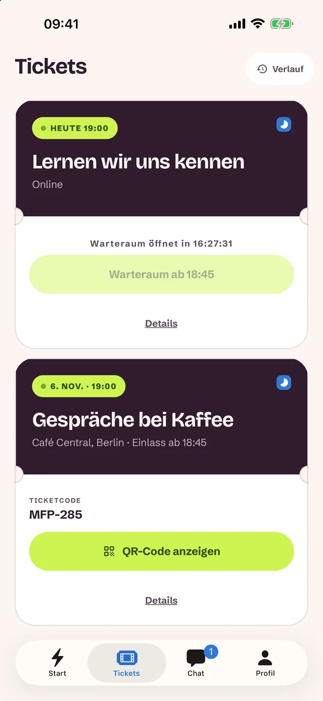 Ticket-Bildschirm