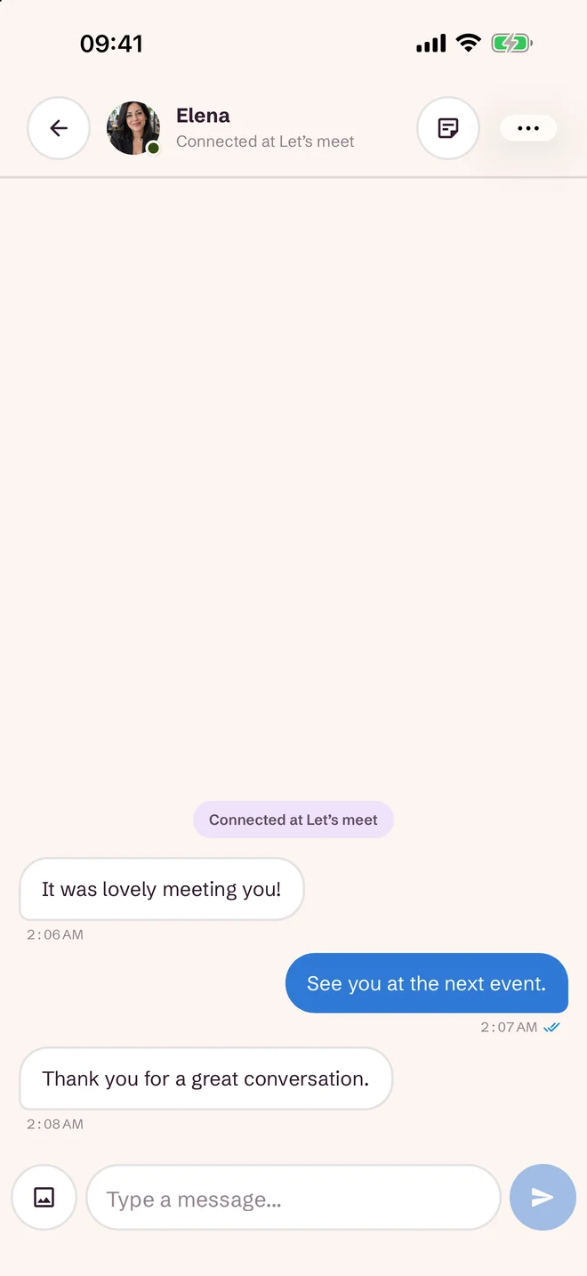 Chat screen after the event