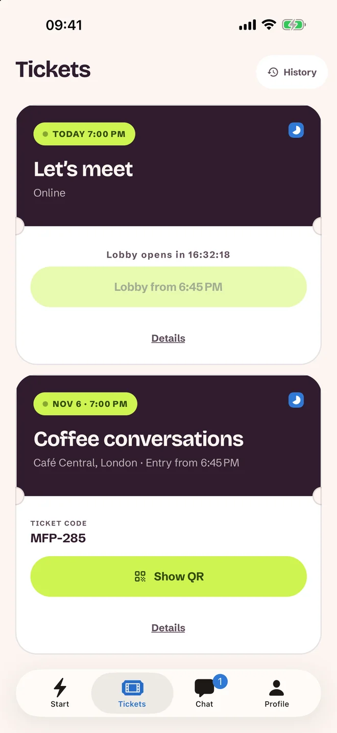 Ticket screen