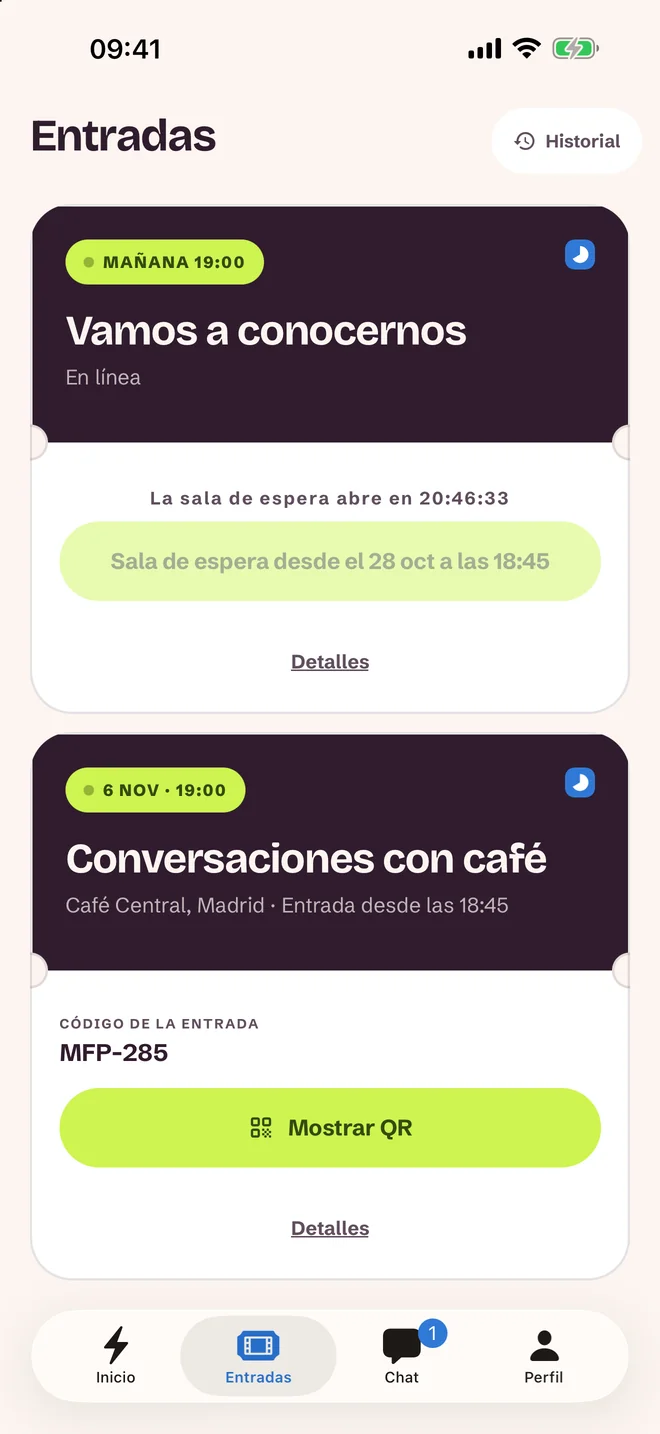Pantalla de la entrada