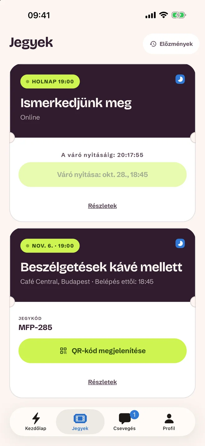 Jegyképernyő