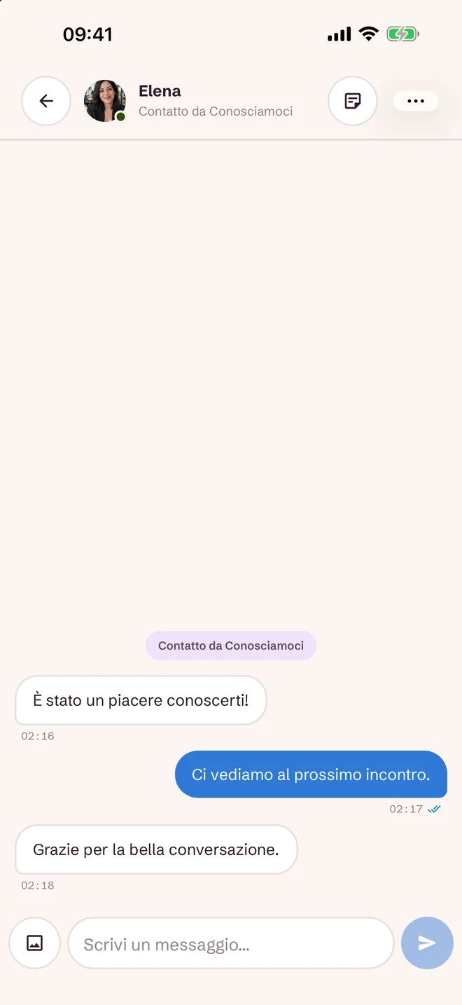 Schermata della chat dopo l’evento