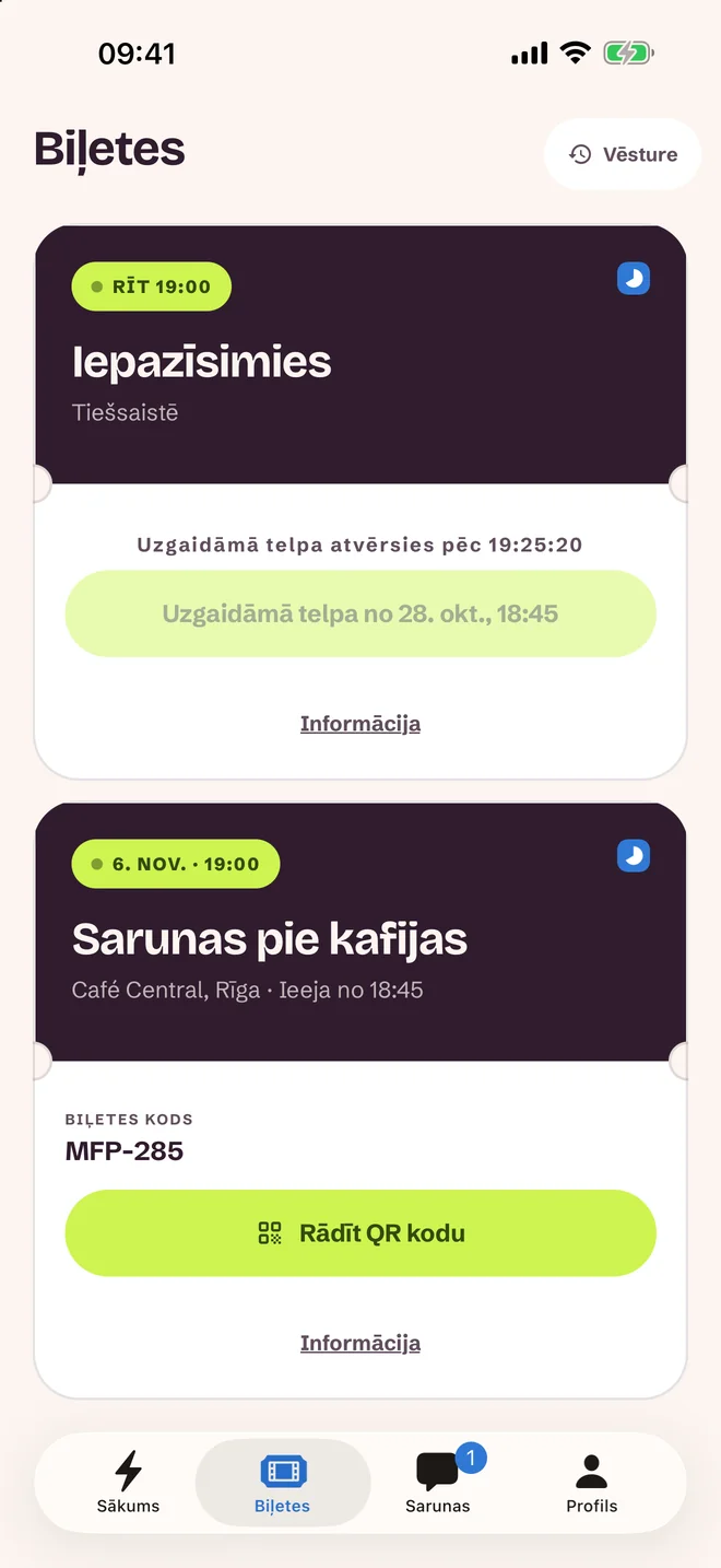 Biļetes ekrāns