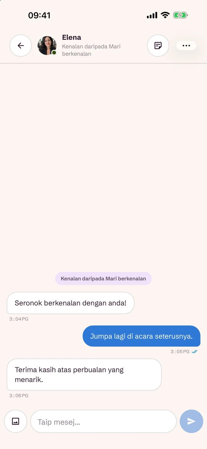 Skrin sembang selepas acara