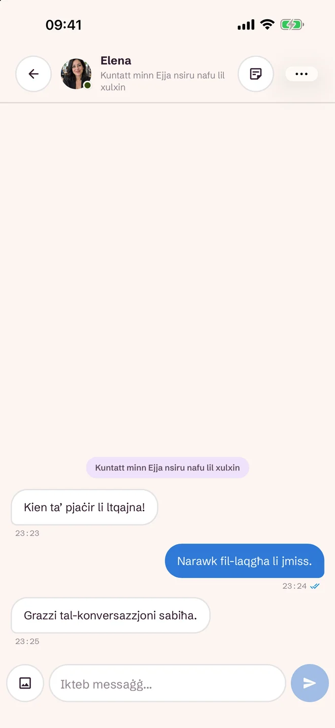 Skrin taċ-chat wara l-avveniment