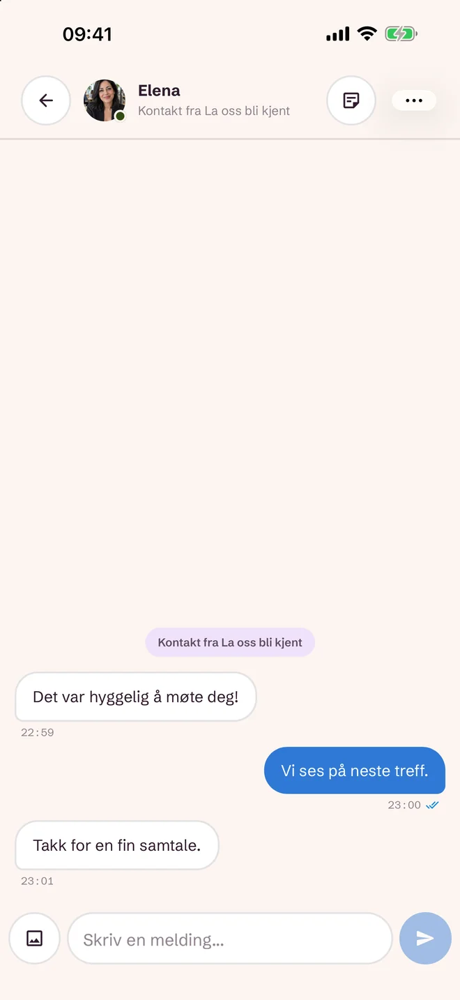 Chatskjerm etter arrangementet