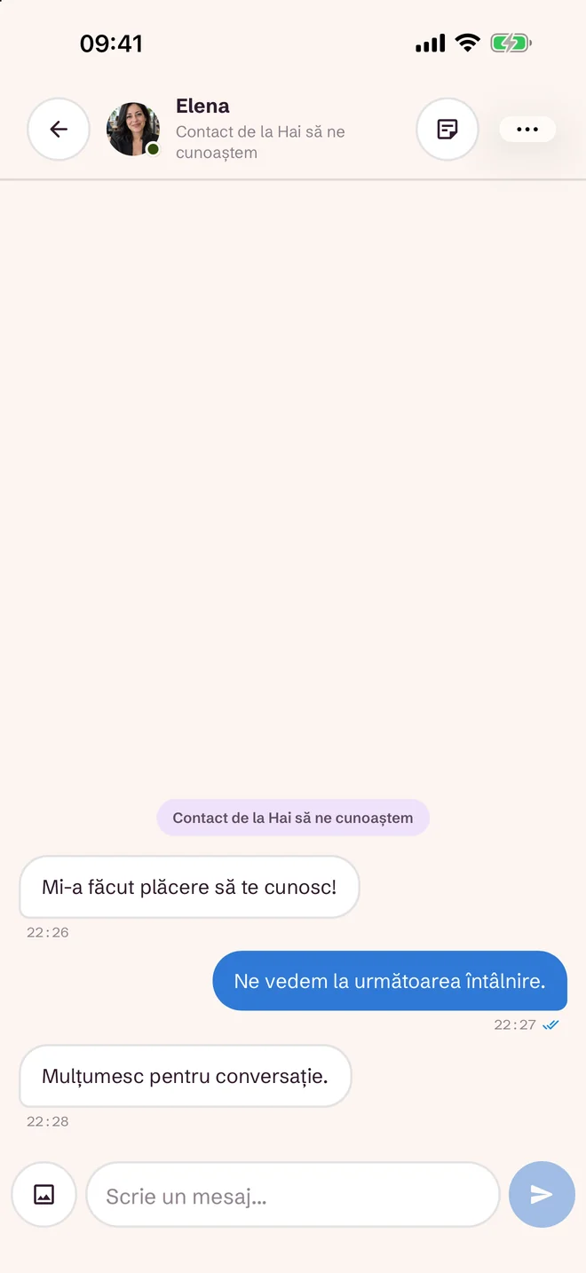 Ecranul de chat după eveniment