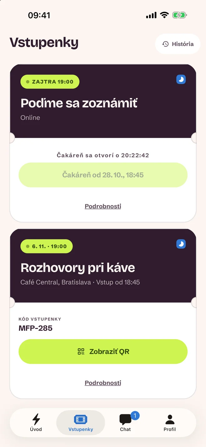 Obrazovka vstupenky
