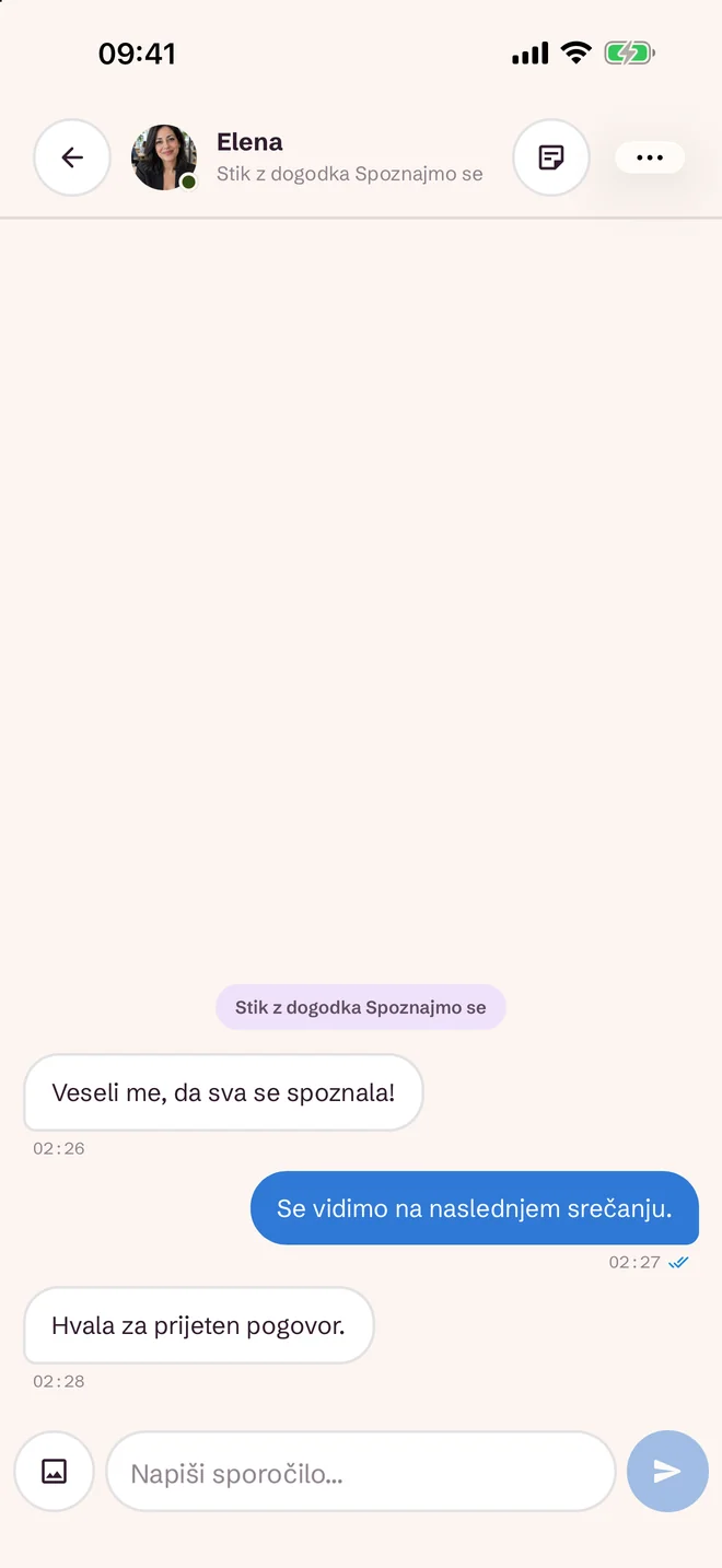 Zaslon klepeta po dogodku