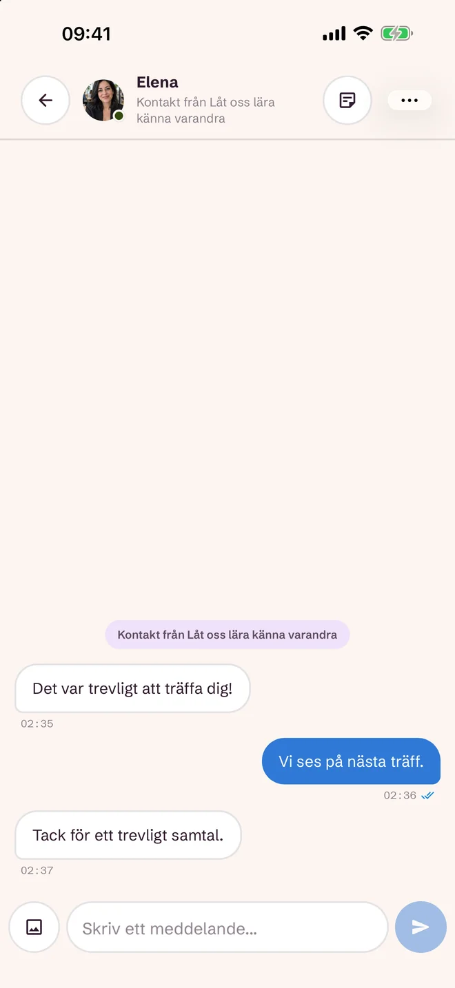 Chattskärm efter evenemanget