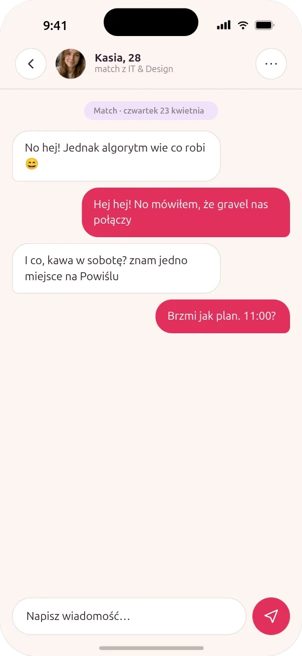 Ekran czatu po wydarzeniu