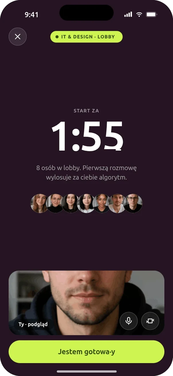 Ekran lobby przed eventem